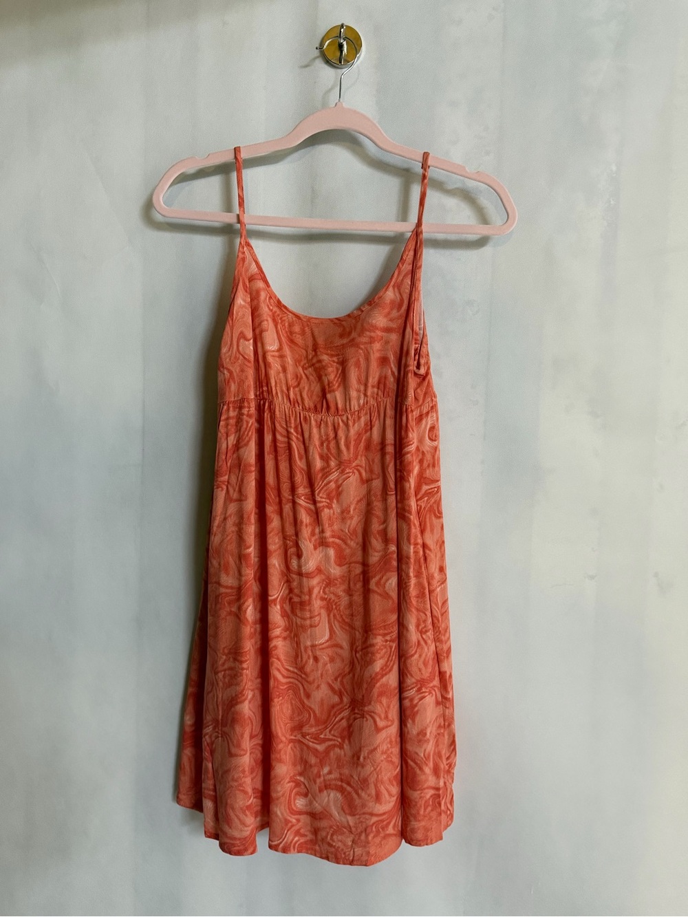 Wild Fable Coral Marble Print Babydoll Mini Dress Size Small